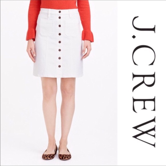 j crew white denim skirt
